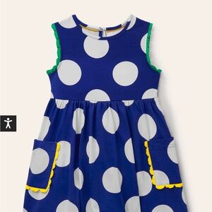 Mini Boden NWT Girls' Blue Polka Dot Dress